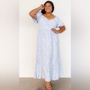 Baltic Born Durban Maxi Dress in Blue and White Size Large
